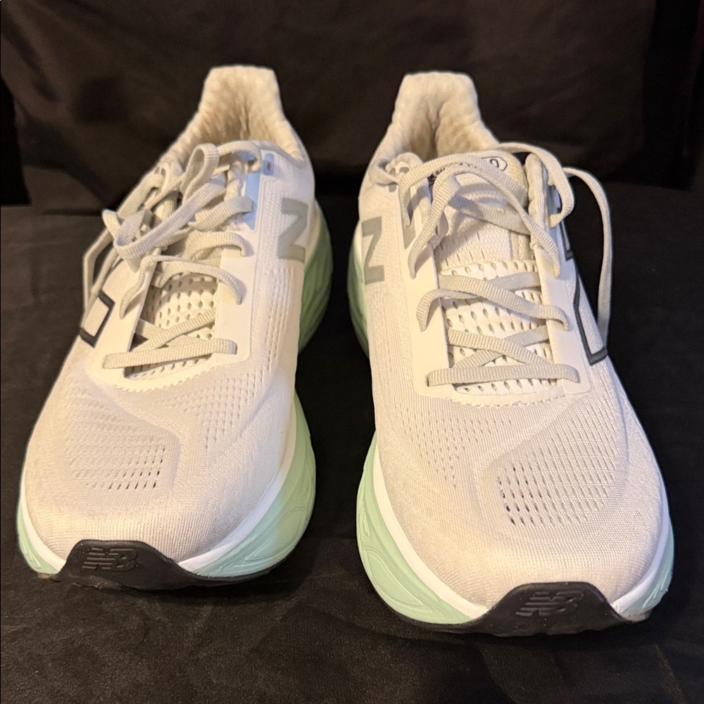 New Balance White and Light Green 1080 Athletic Shoes - Women
